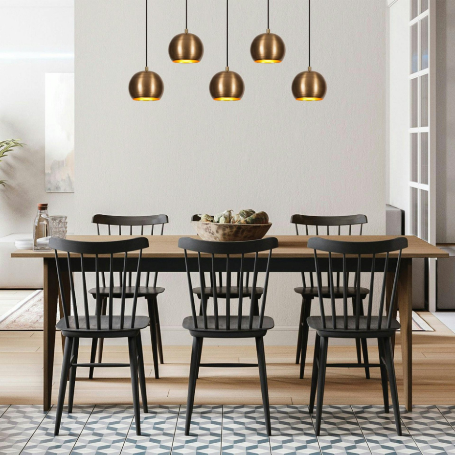 Suspension de table vintage en métal 5 globes SILE
