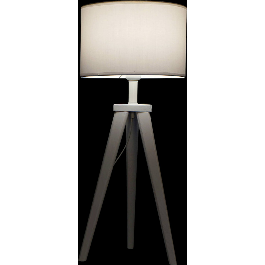 Lampe de table en bois et polyester forme ronde Scandi