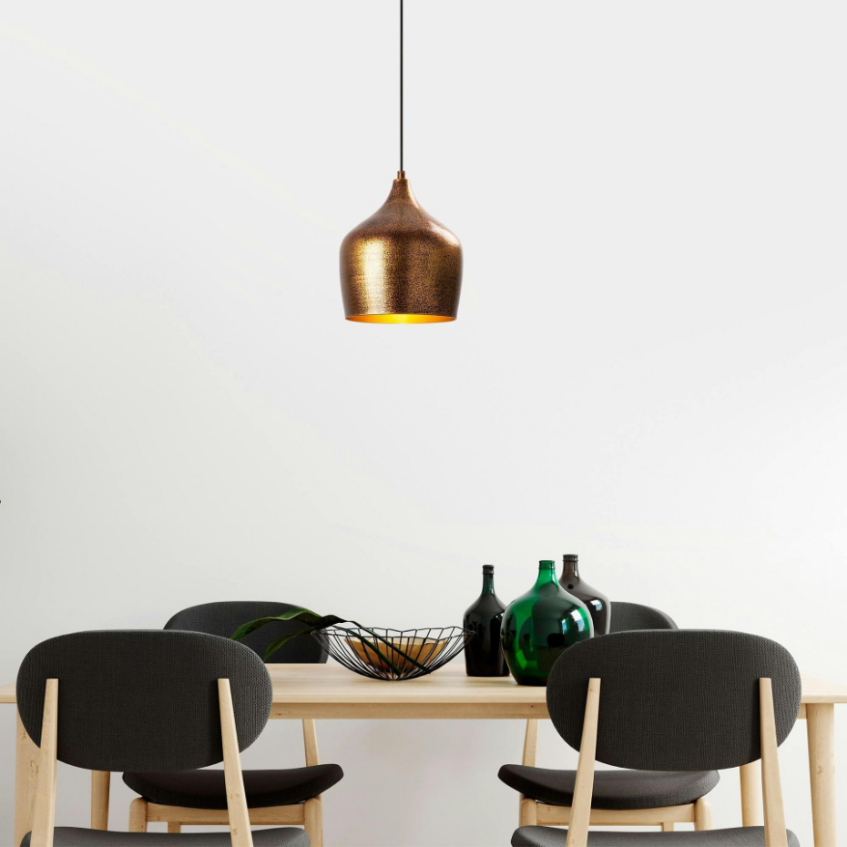 Suspension vintage cuisine – métal moucheté cuivré SILE
