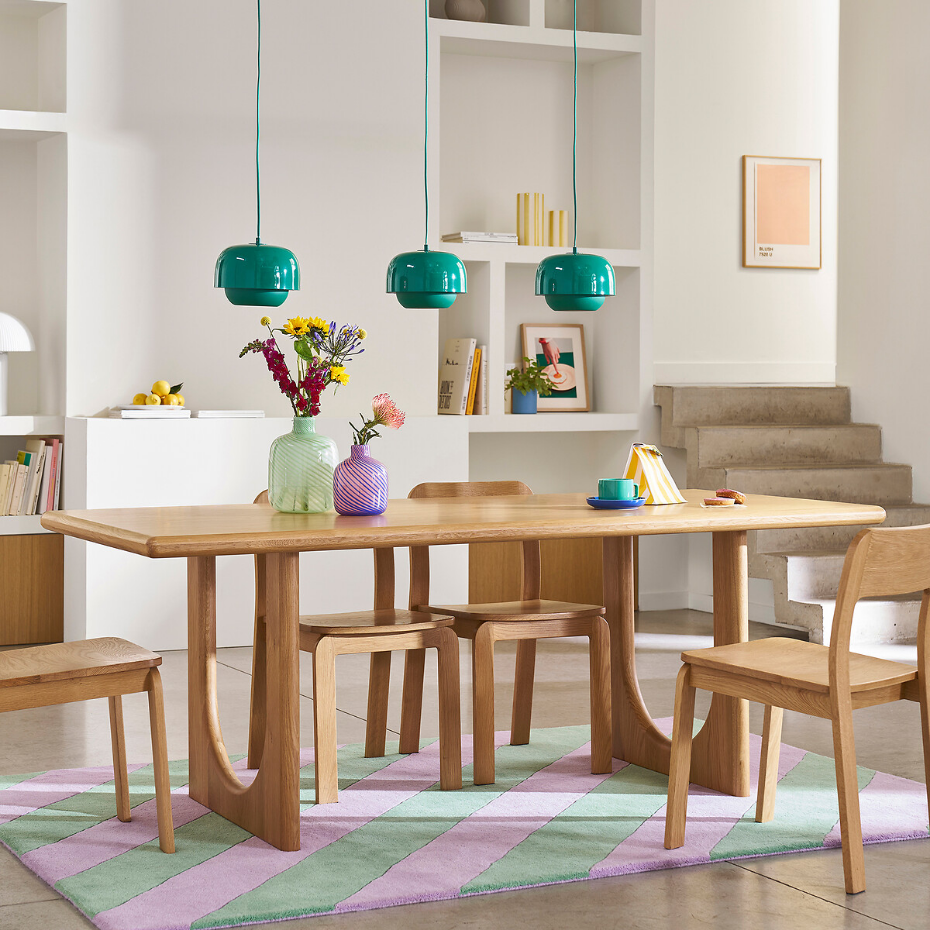 Table à manger, rectangulaire, chêne et plaqué, 6 à 8 couverts, DOUVE