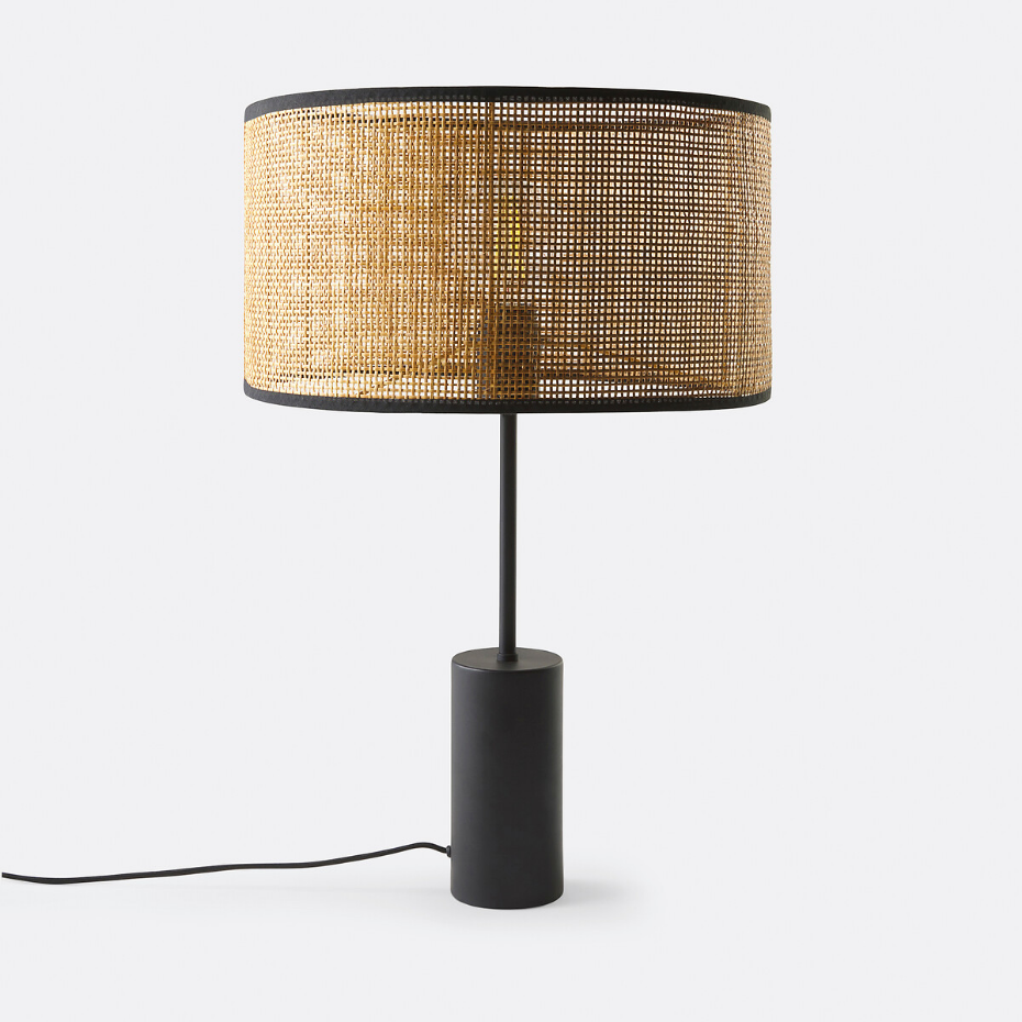 Lampe à poser métal fer et cannage, Cara