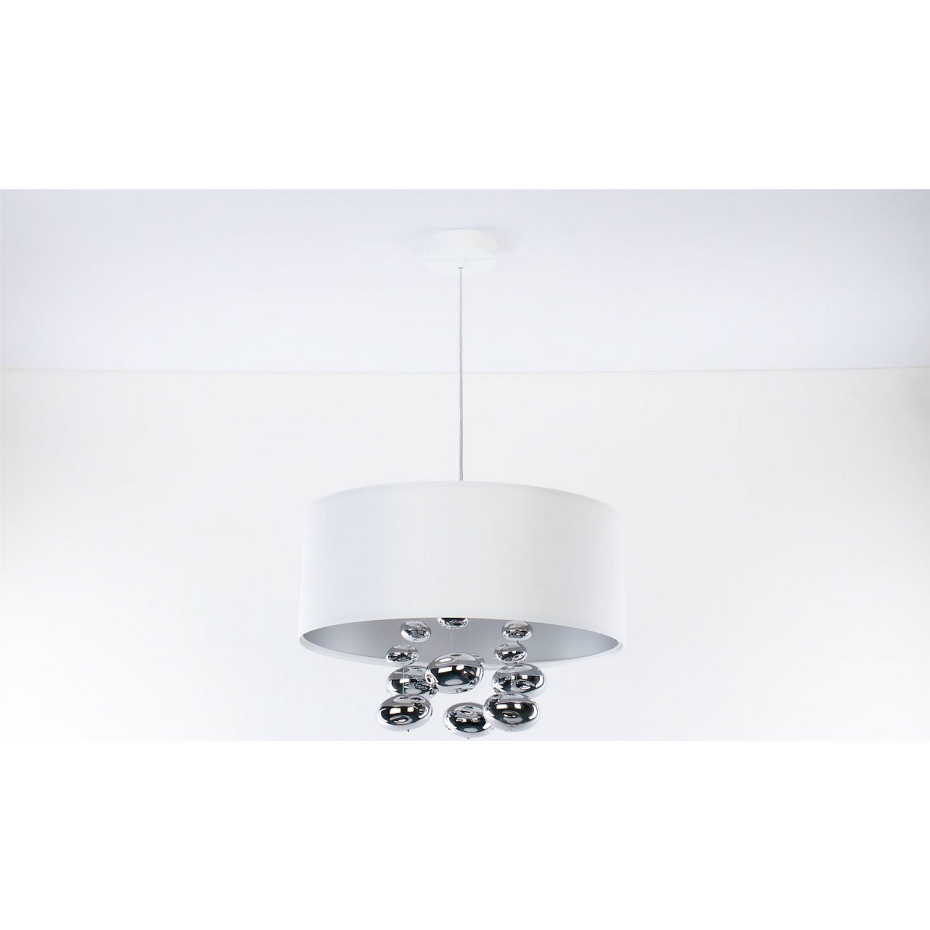 Suspension ronde en tissu et boules argentées Bubble Light
