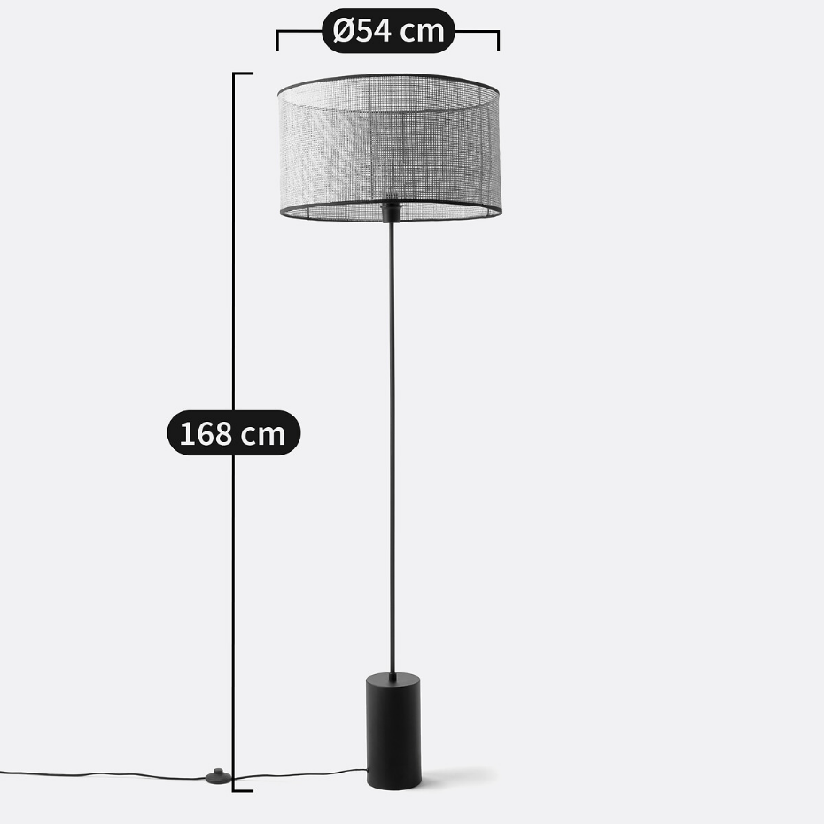 Lampadaire métal fer et cannage, Cara