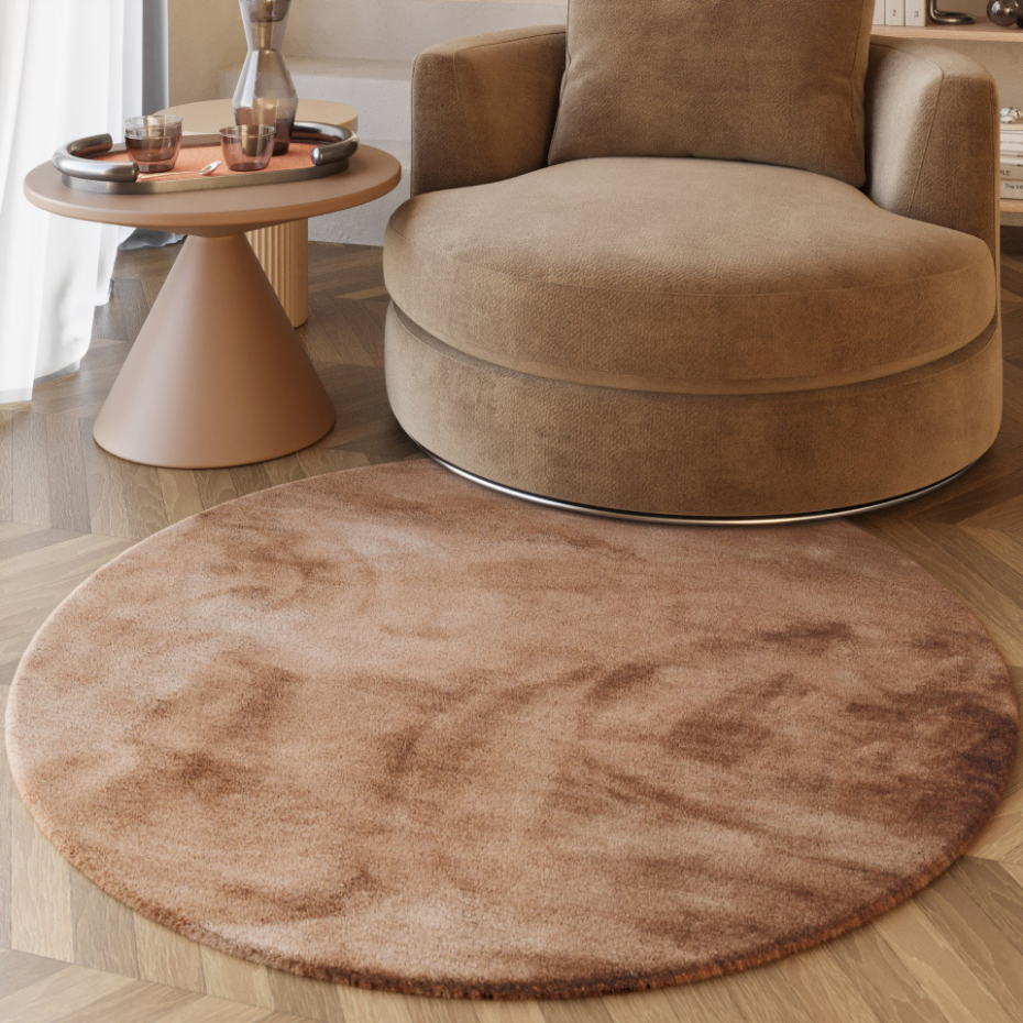 Tapis rond très moelleux à poils longs ,  Alice