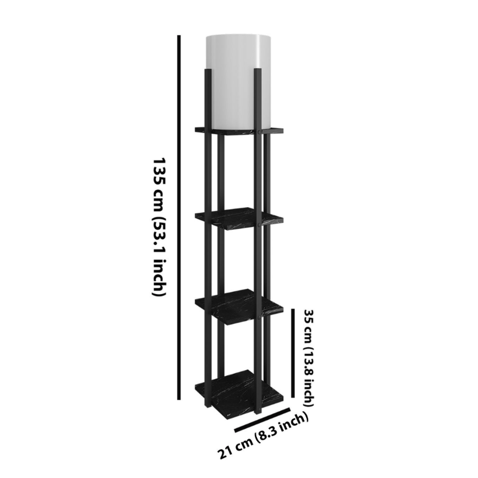 Lampe avec 3 étagères carrées H135 cm - NORA