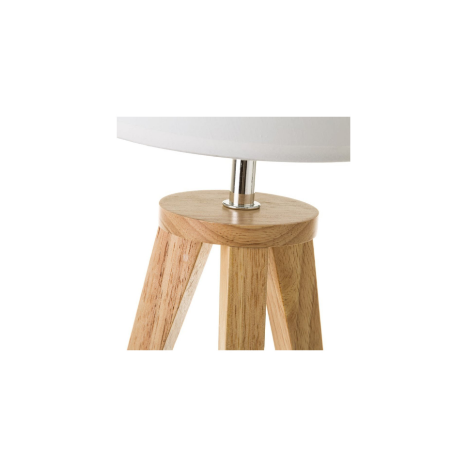 Lampe à Poser Trépied Bois et Abat-jour Blanc - Hauteur 33.5cm