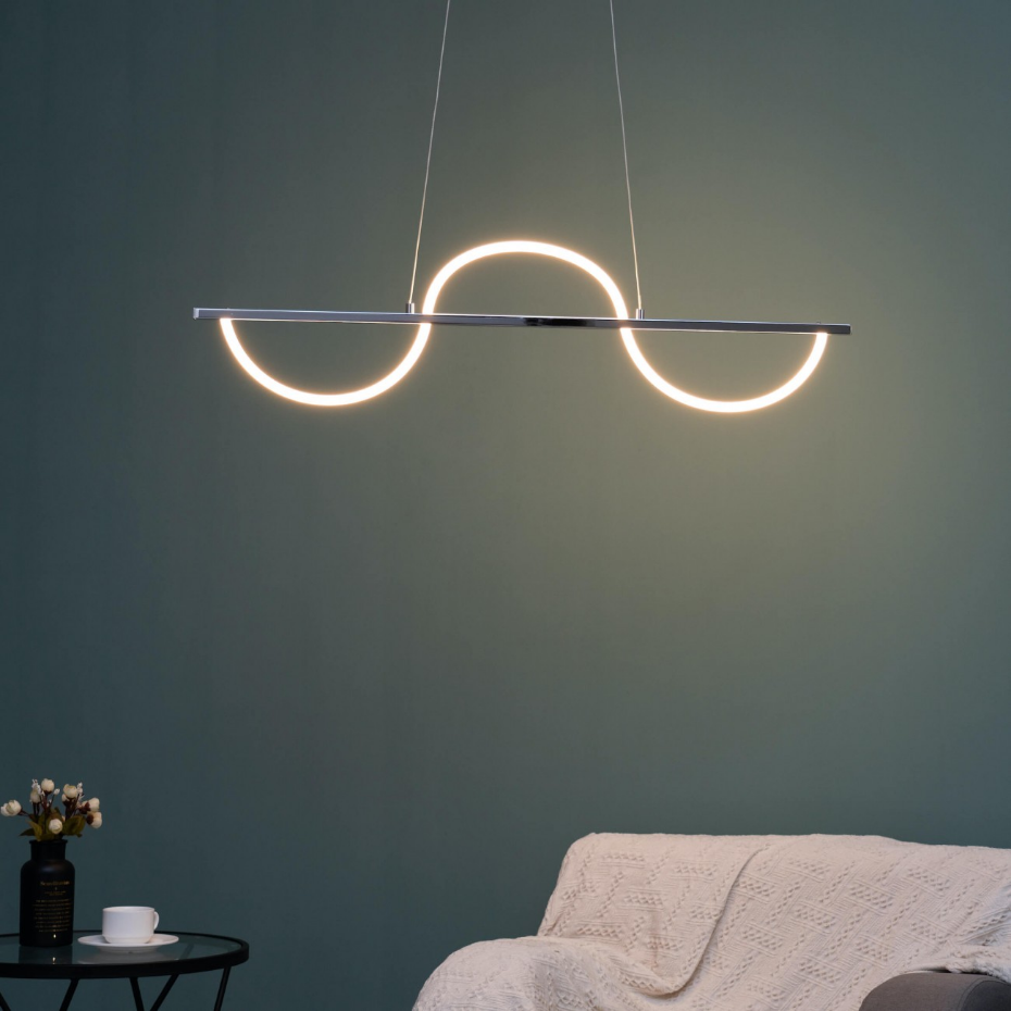 Suspension LED ondulée chromée - SAVONA