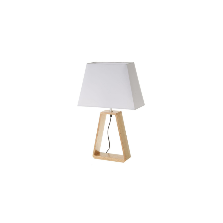 Lampe à Poser Triangle Bois et Abat-jour Blanc - Hauteur 60cm