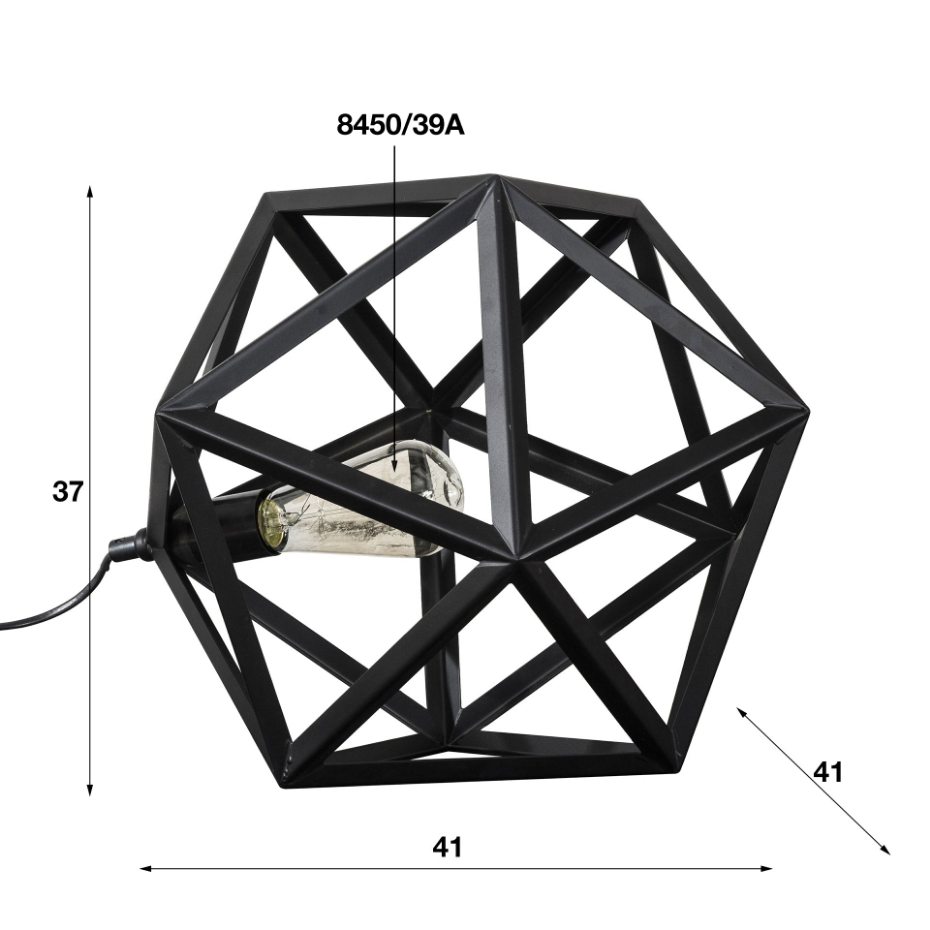 Lampe à poser moderne hexagonale métal noir TRIBECA