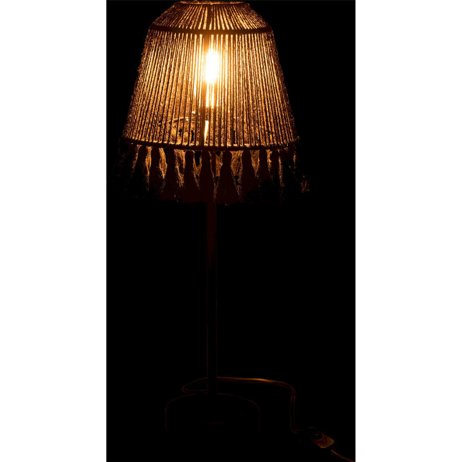 Lampe de salon ronde en métal et jute