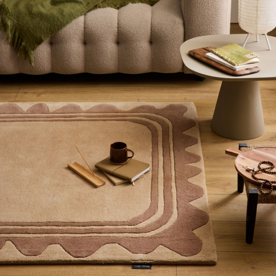 Tapis fait main en laine motif vintage CÈDRE BLANC