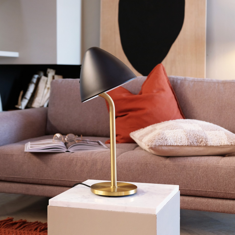 Lampe à poser en Métal, noir et laiton OULU