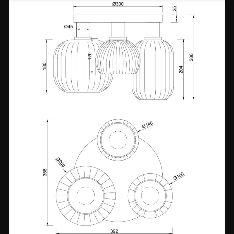 Plafonnier design en verre, D.39 , DIVA