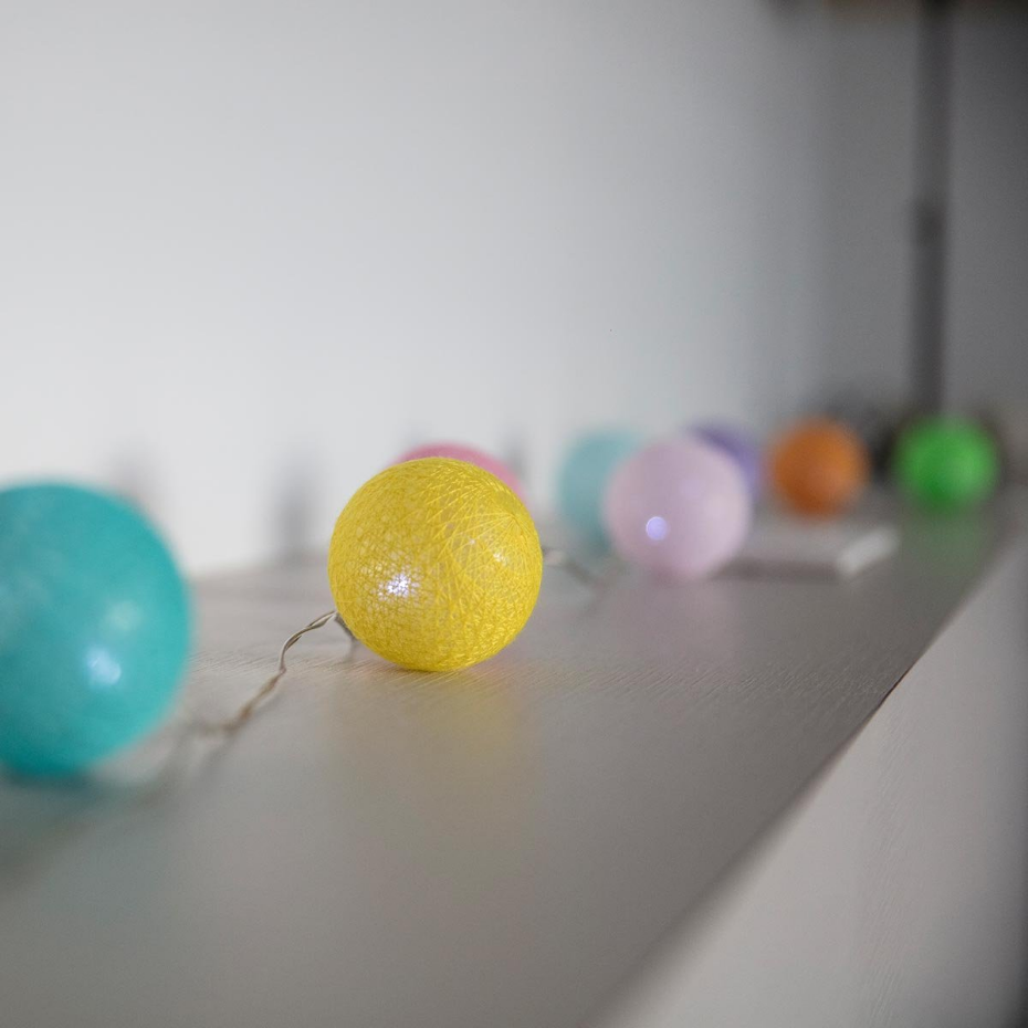 Guirlande solaire MIMY COLORS 10 boules coton 3.8M