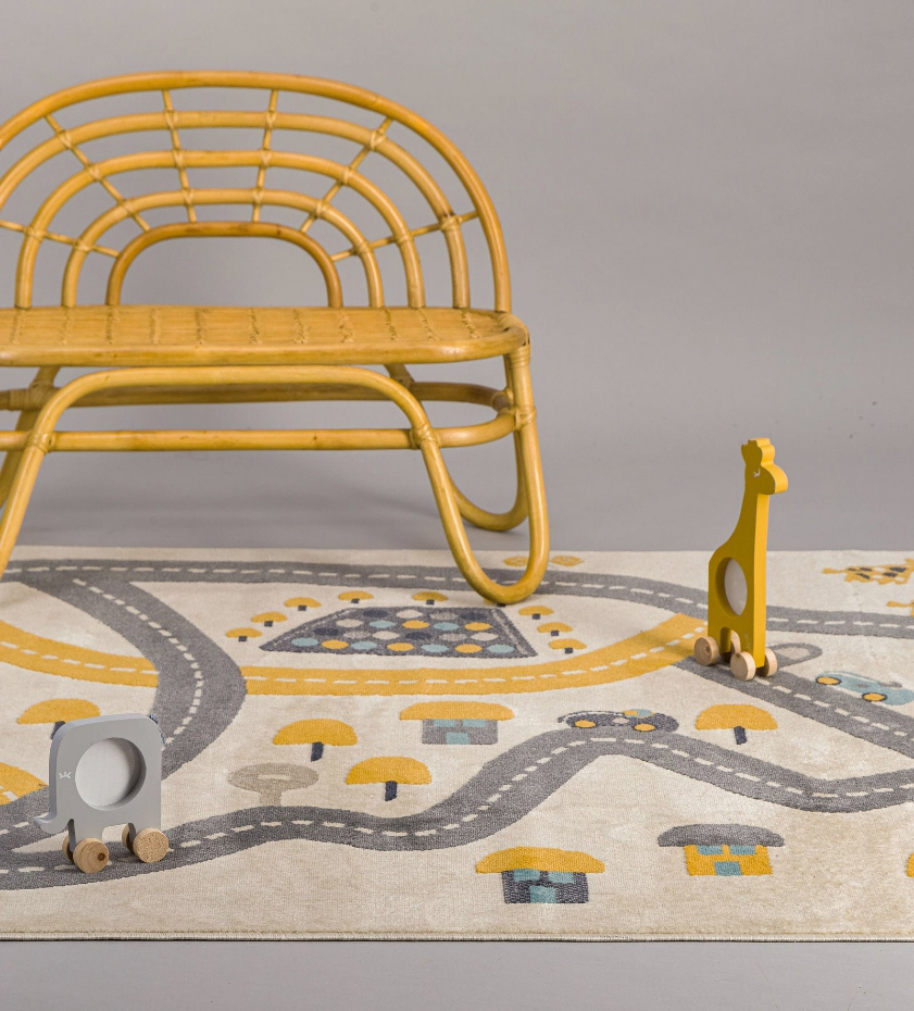 Tapis enfant à poils ras doux CIRCUIT