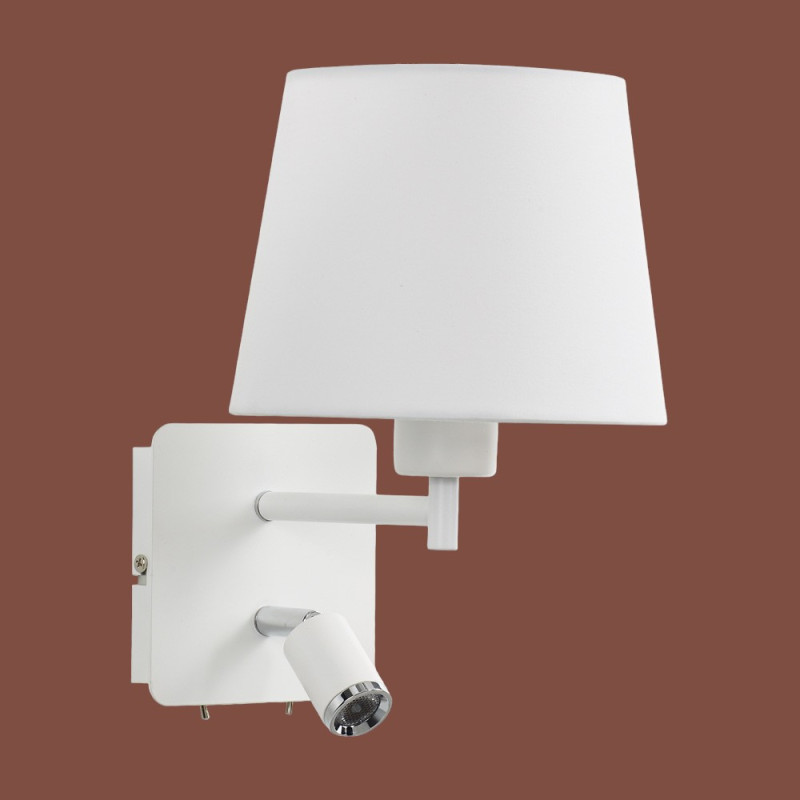 Applique Tête De Lit Room Liseuse blanche et abat-jour Blanc