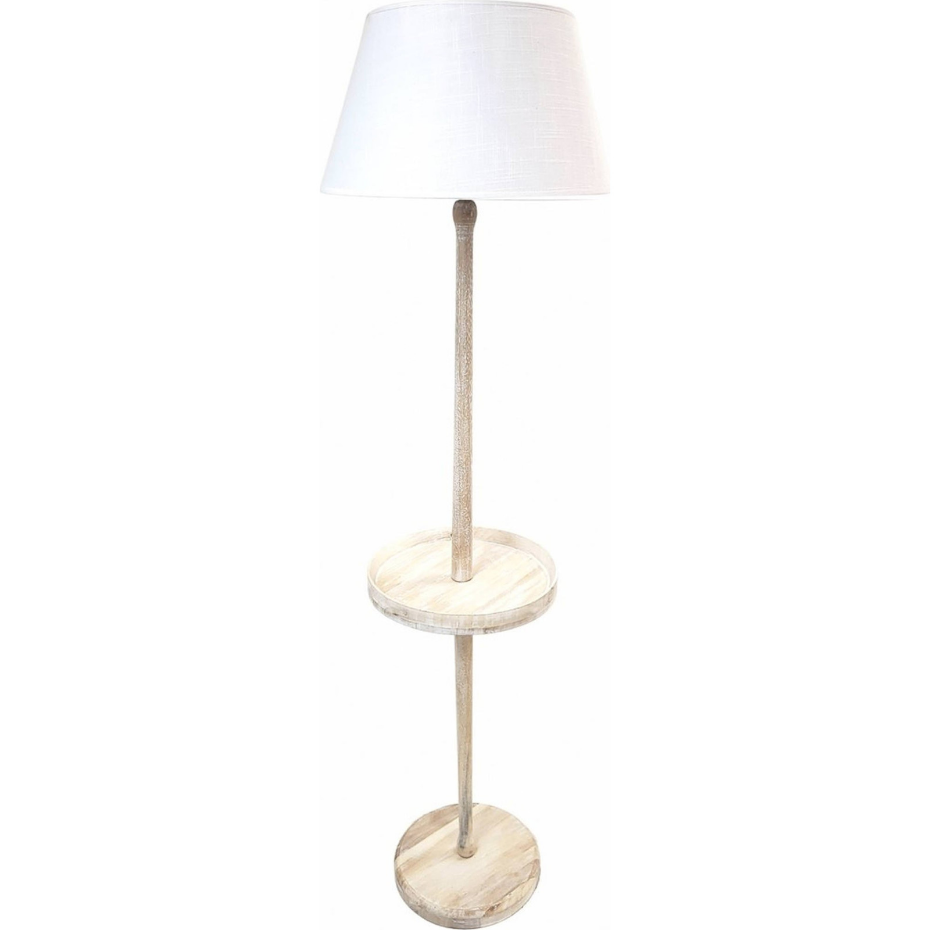 Lampadaire rond en bois et tissu