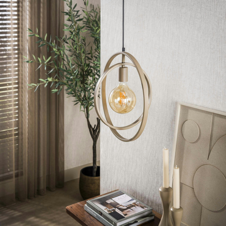 Suspension métal beige 1 anneau pivotant TRIBECA