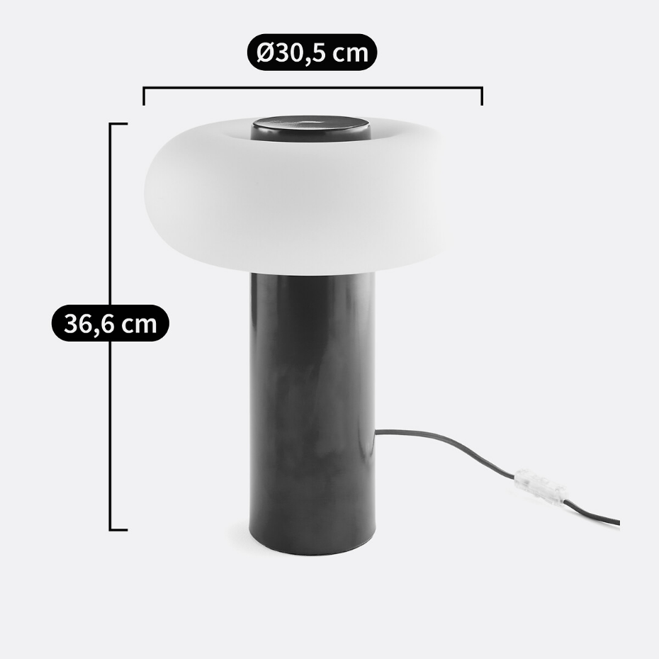Lampe à poser métal fer et opaline H36,6 cm, Omer