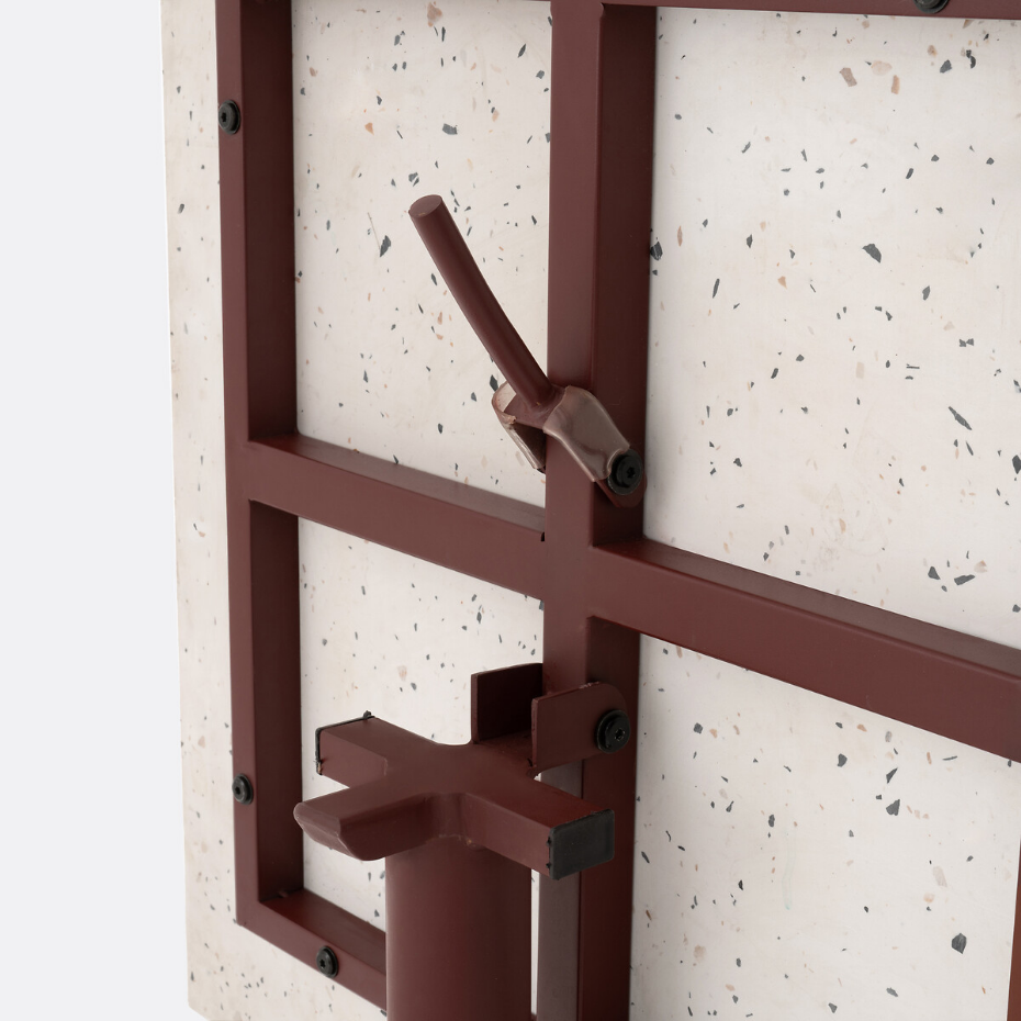 Table de jardin, plateau rabattable en terrazzo, OPALA