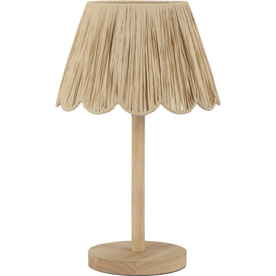 Lampe de table ronde en bois et corde de papier