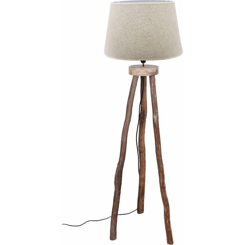 Lampadaire trépied en bois avec abat-jour rond