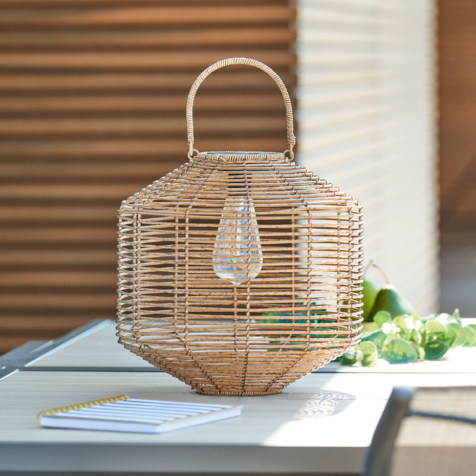 Lampe solaire d'extérieur rotin tressé CUBA