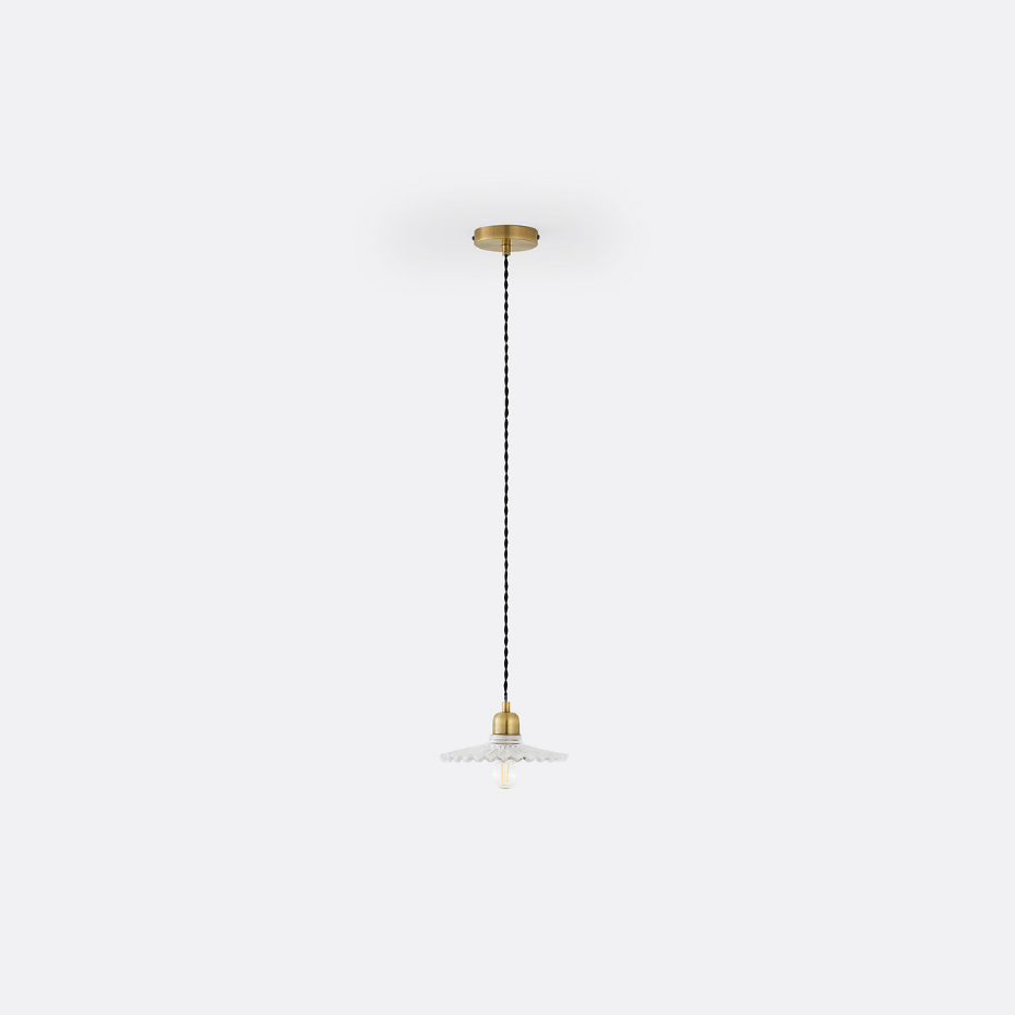 Suspension laiton et verre strié Ø20 cm, Iloa