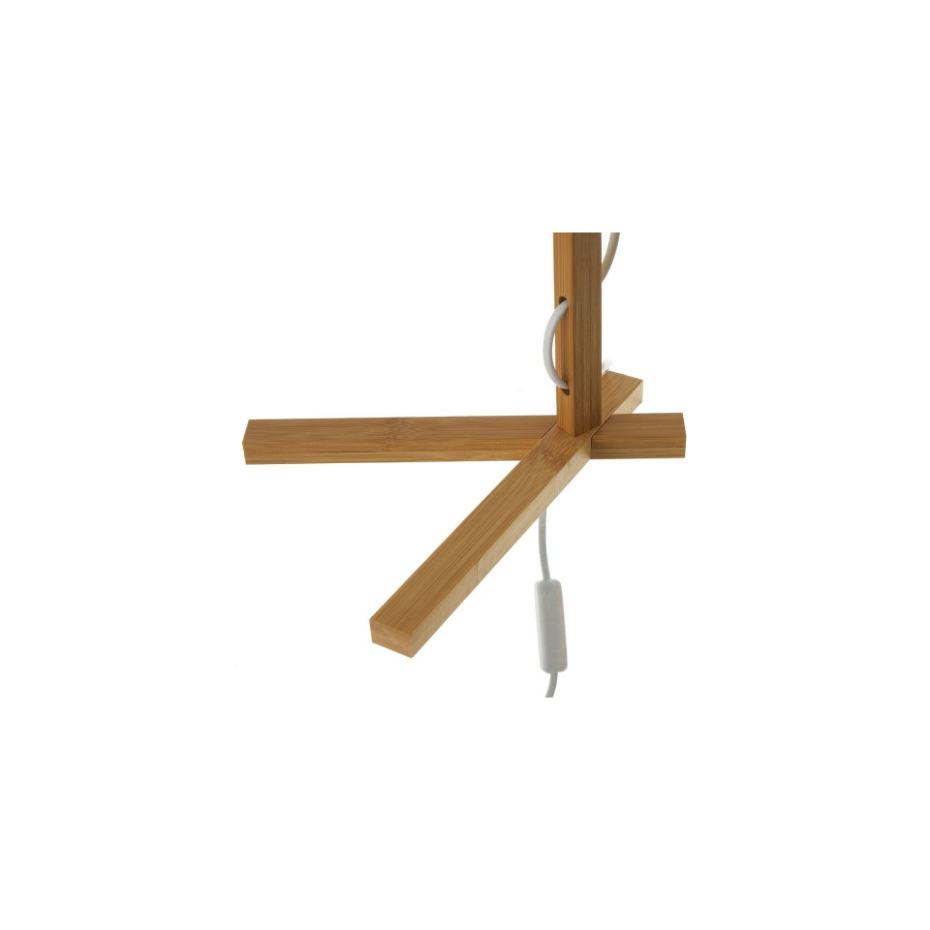 Lampe Design à Poser en Bambou et Abat-jour en Tissu Blanc - H50cm