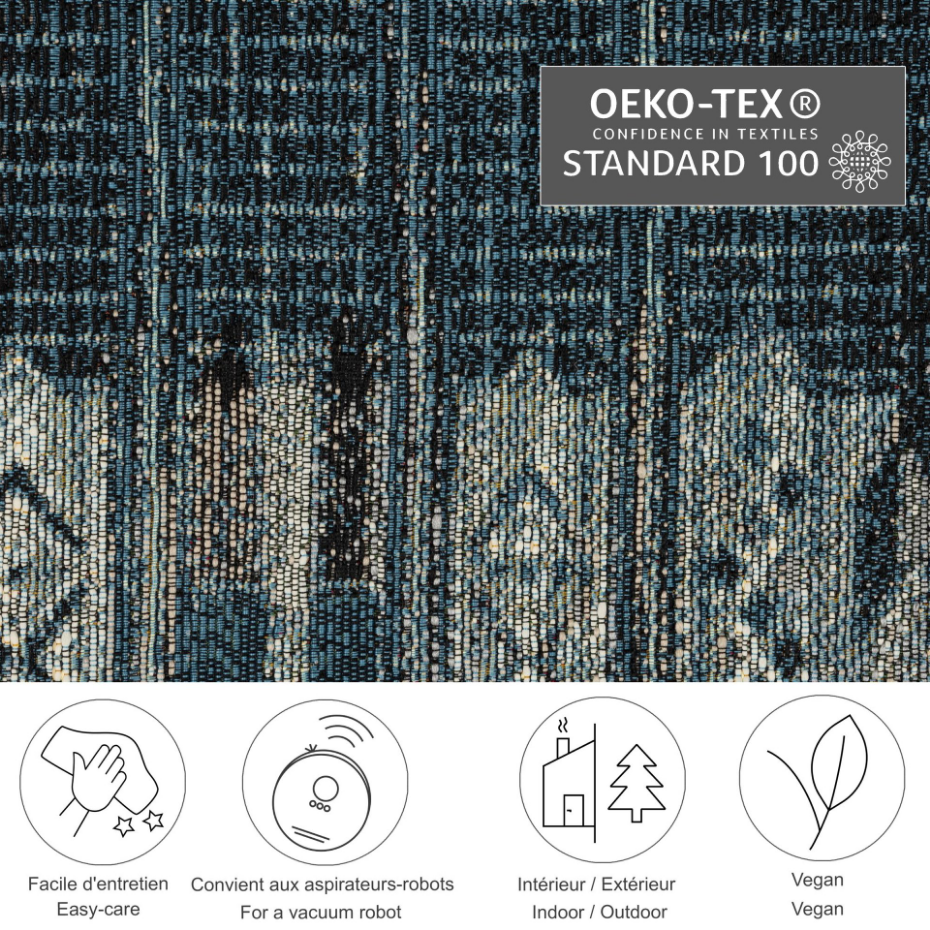 Tapis d'extérieur tissé plat à motifs géométriques - Aurora