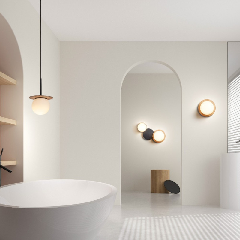 Suspension salle de bain Floc bois naturel IP44