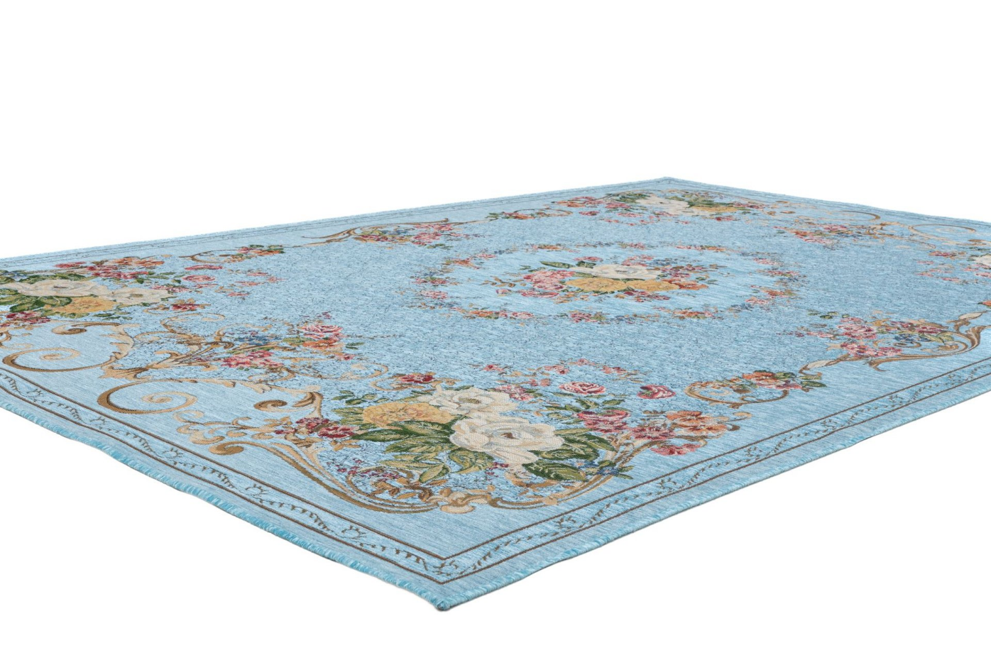 Tapis floral tissé à la machine avec bordure - Flomi