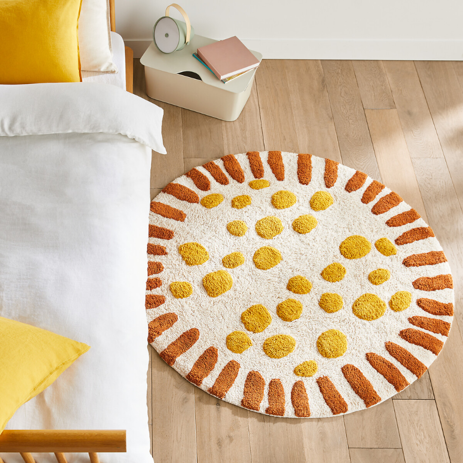 Tapis enfant rond coton biologique, Aarav
