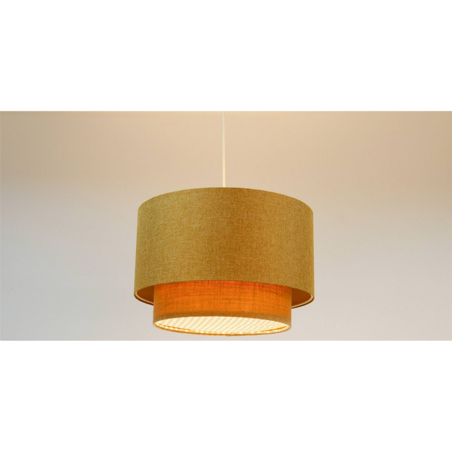 Suspension ronde en tissu et rotin Boho Elegant