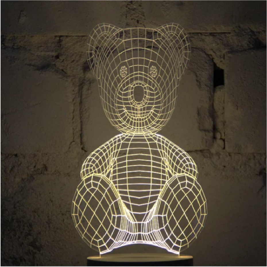 Lampe bulbing en verre forme ourson avec lumières led