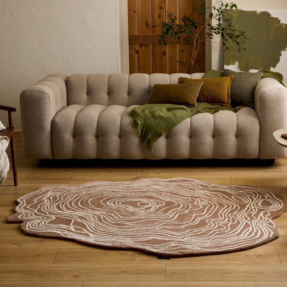 Tapis fait main en laine et coton cèdre