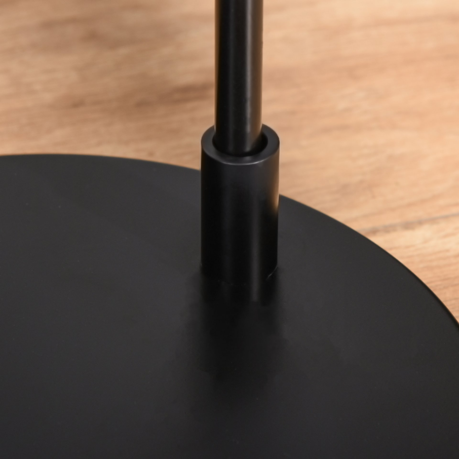 Lampadaire design industriel grillagé et arqué métal noir rotin