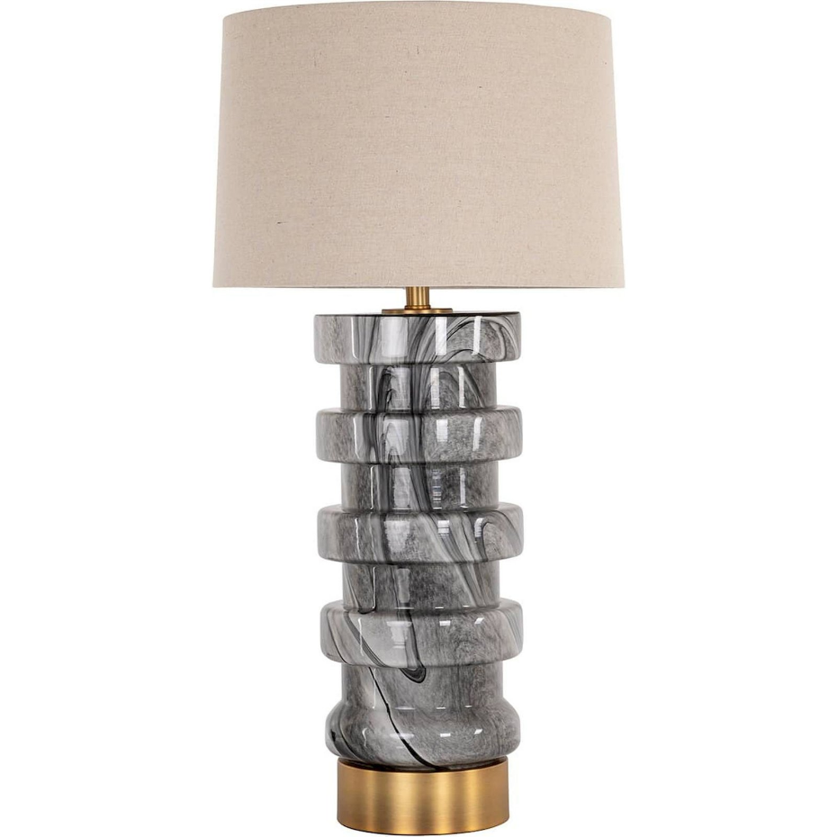Lampe à poser ronde en verre et marbre