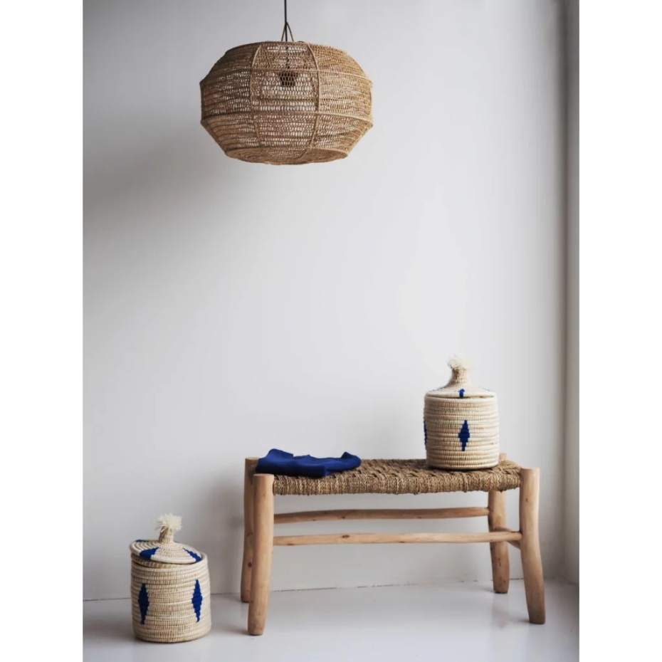 Grande suspension ronde en raphia GLOBE