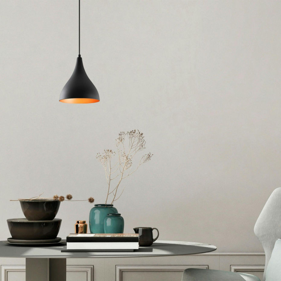 Suspension de cuisine noire mate – intérieur cuivré SILE