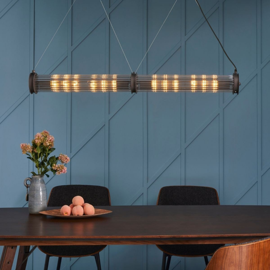 Suspension tube double verre métal gris