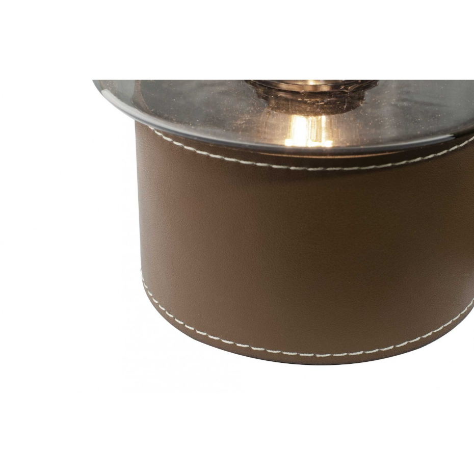 Lampe à poser aspect cuir et verre, ACOREL