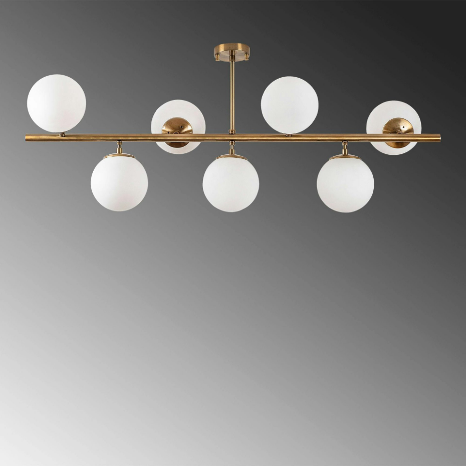 Suspension cuisine design – 7 globes sur barre SIERRE