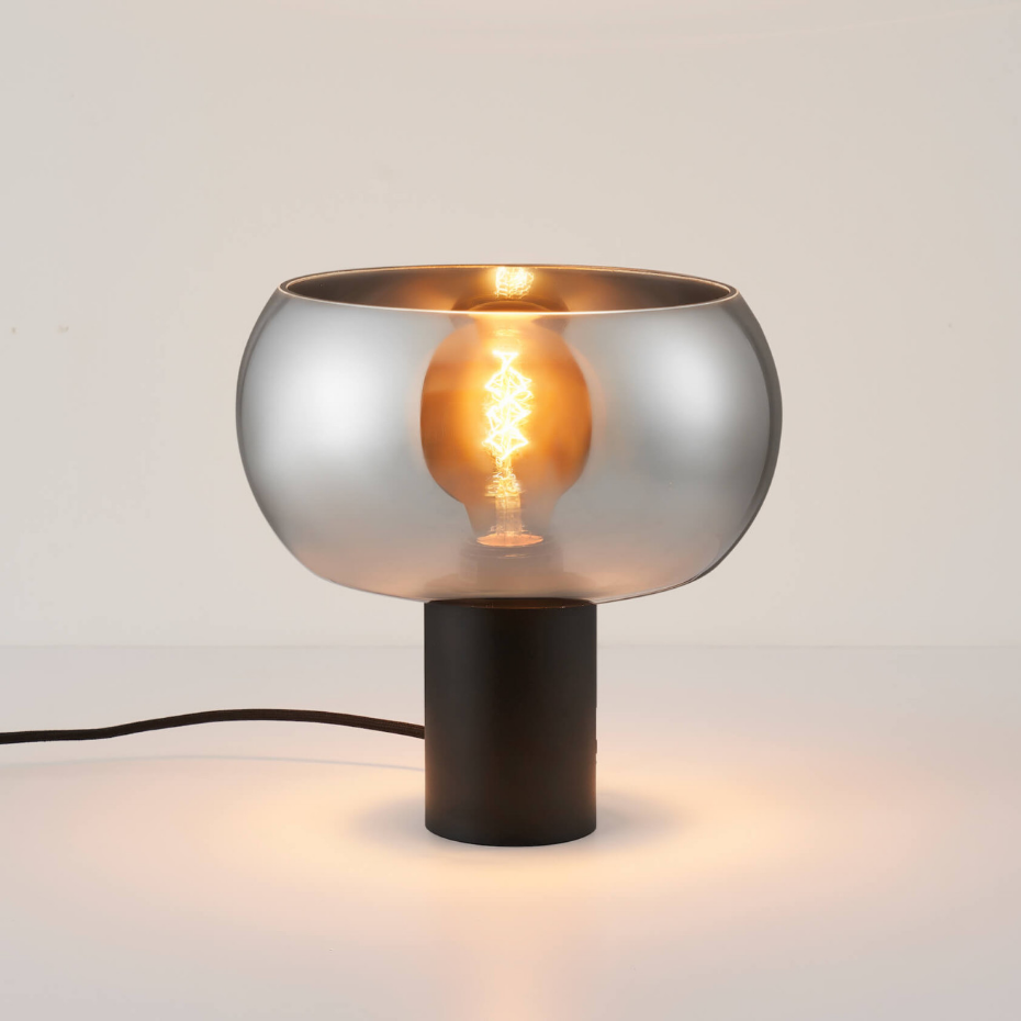 Lampe à poser verre fumé et marbre - MILAN