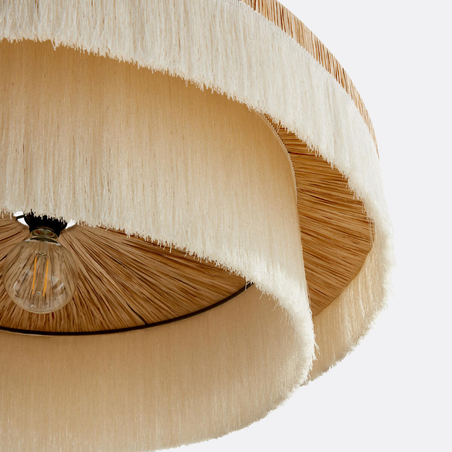 Suspension frangée en raphia Ø86 cm, Kavi