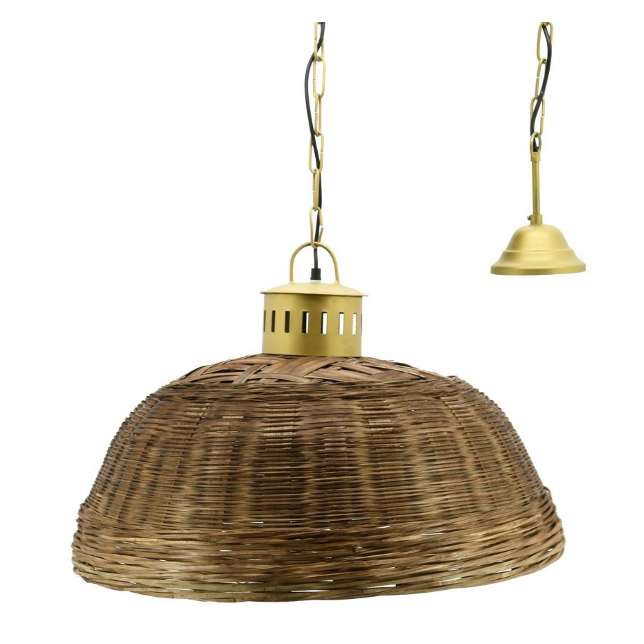 Suspension en bambou teinté et métal doré Diamètre 60 cm