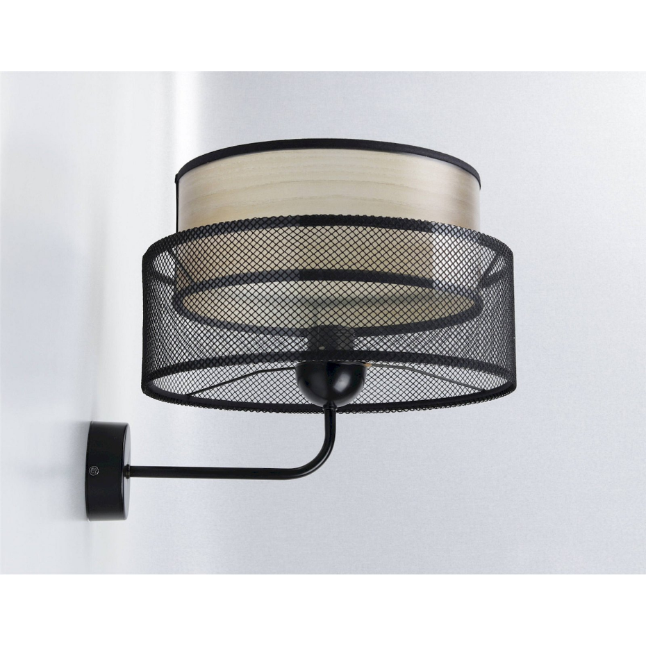 Applique murale ronde en PVC maille effet bois Duo ellegant