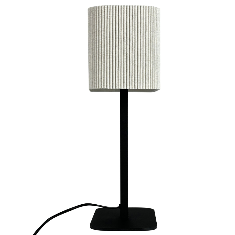 Lampe à poser en métal et tissu Noir/Blanc Calix