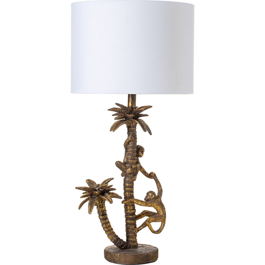 Lampe de table ronde en résine décor jungle
