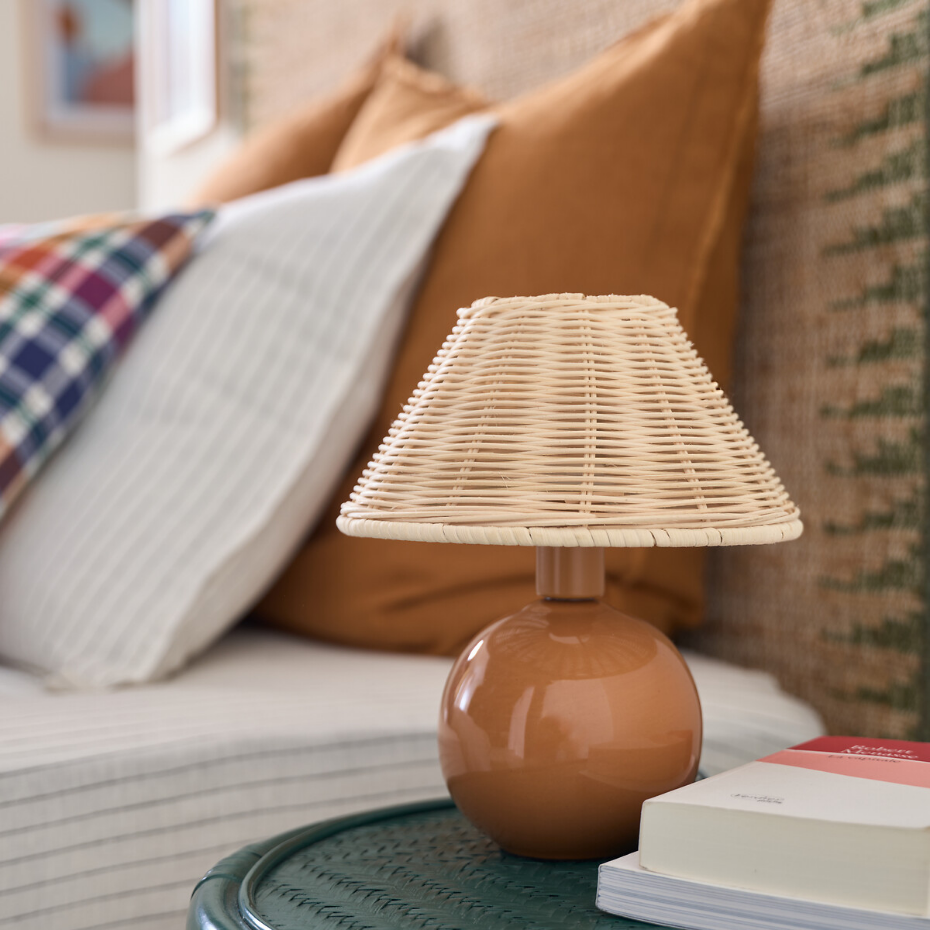 Lampe à poser céramique et rotin, Alios